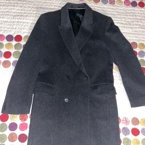 Long Charcoal Gray/Black Cashmere dress coat